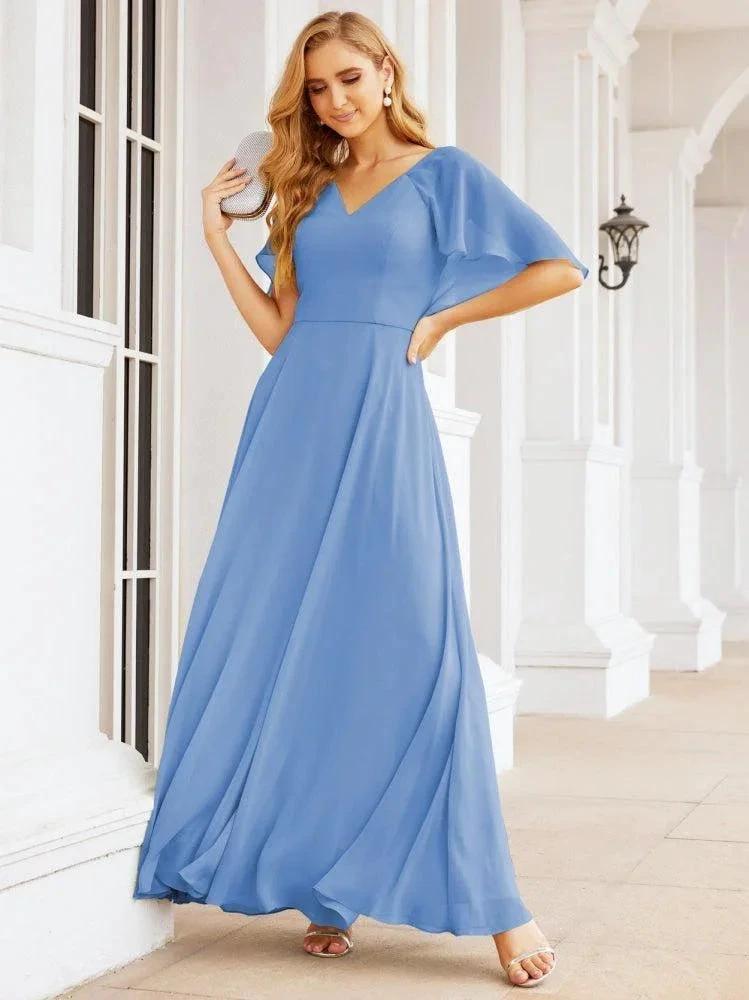 Numbersea Bridesmaid Dresses for Wedding Formal Evening Party Prom Gown with Cape 28050 by numbersea