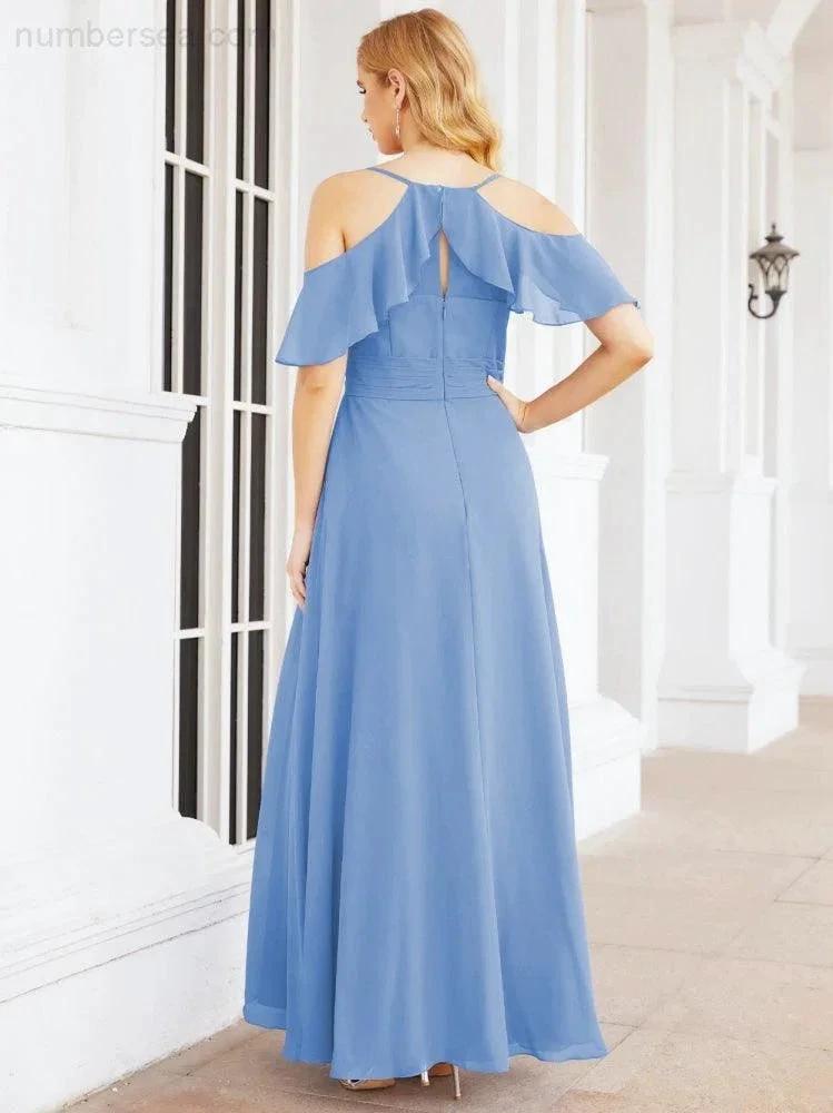 ZapDress Cold Shoulder Long Bridesmaid Dresses Side Slit Formal Prom Gowns Party Wedding 28070 (ZD16993)