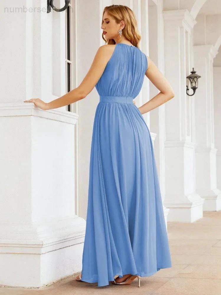 ZapDress Halter Bridesmaid Dress Empire Waist Formal Evening Prom Gown for Mother of The Bride 28030 (ZD17026)