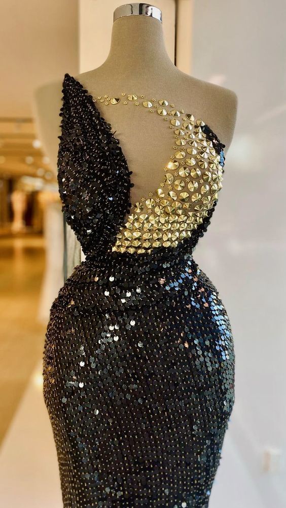 Glamorous Black Sequins Evening Dress Sexy Formal Gown Y731 - VelvetHem