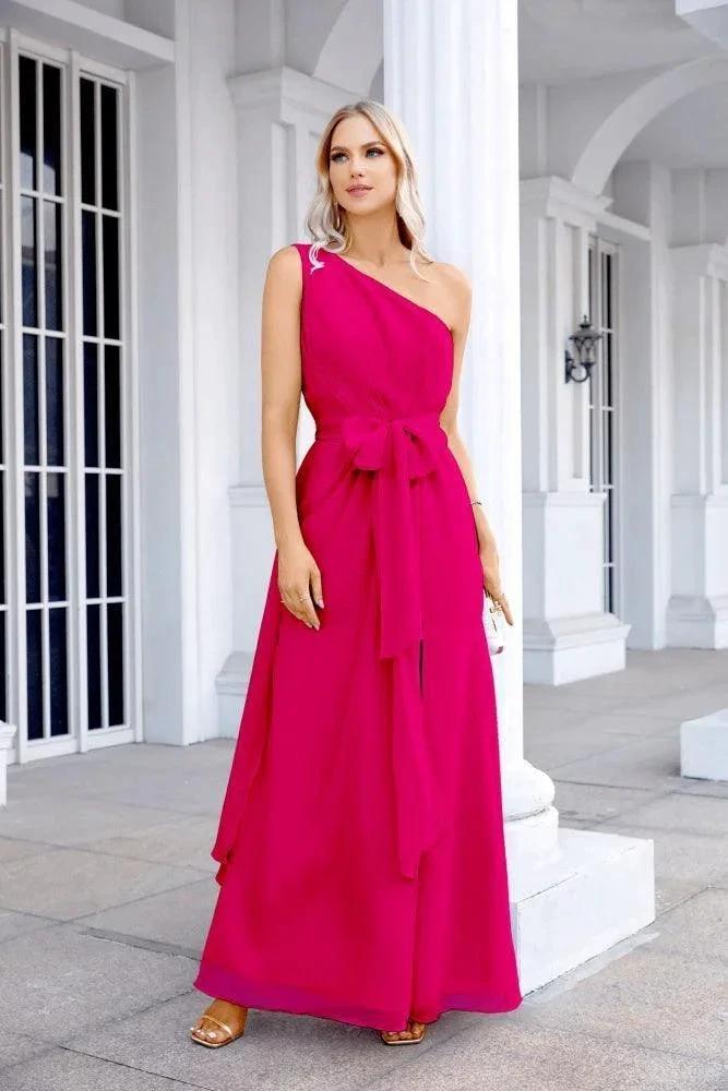 Ladies Chiffon One Shoulder Bridesmaid Evening Dress Wedding Party Evening Dress 28133 by numbersea