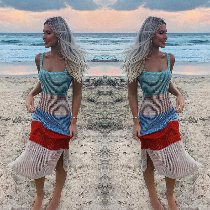 Pretty Sweet Colorblock Crochet Maxi Dress FINAL