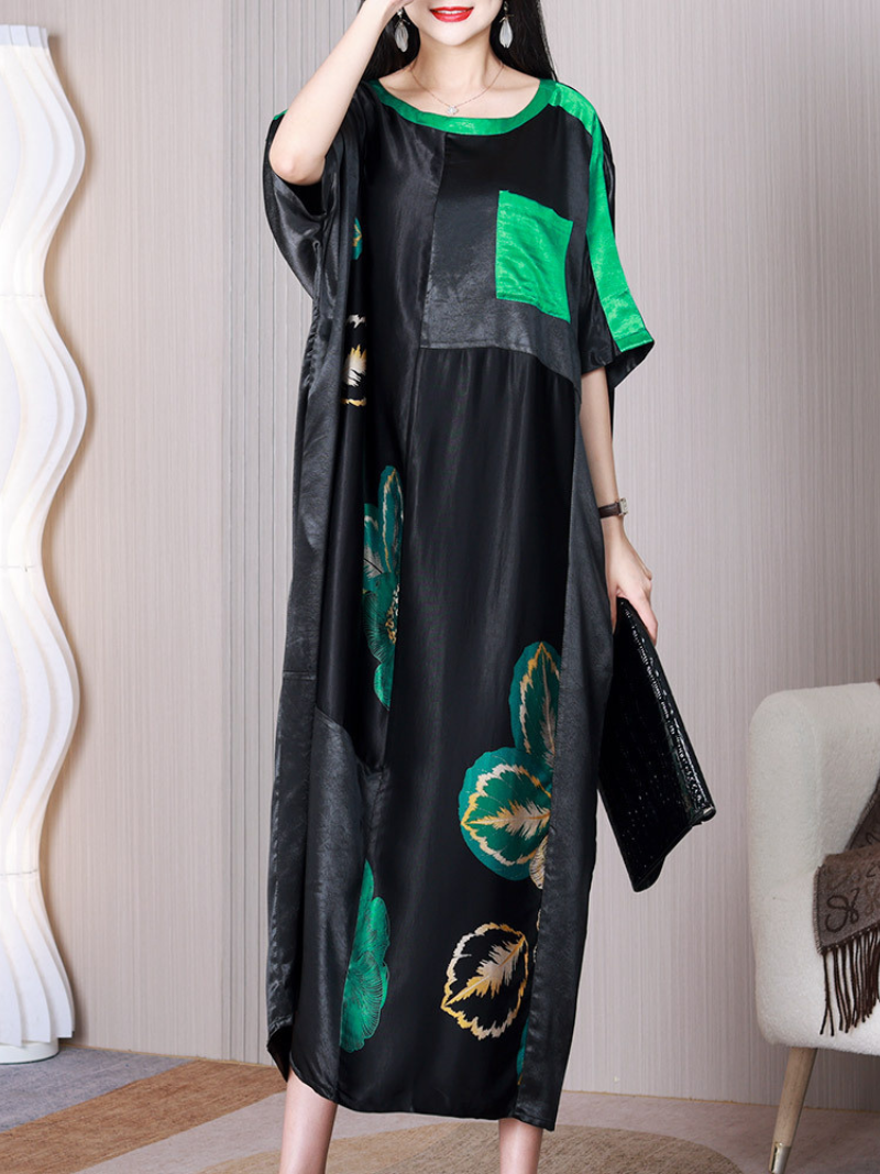 Sun Shine Round Neck Short Sleeves A-line Dress