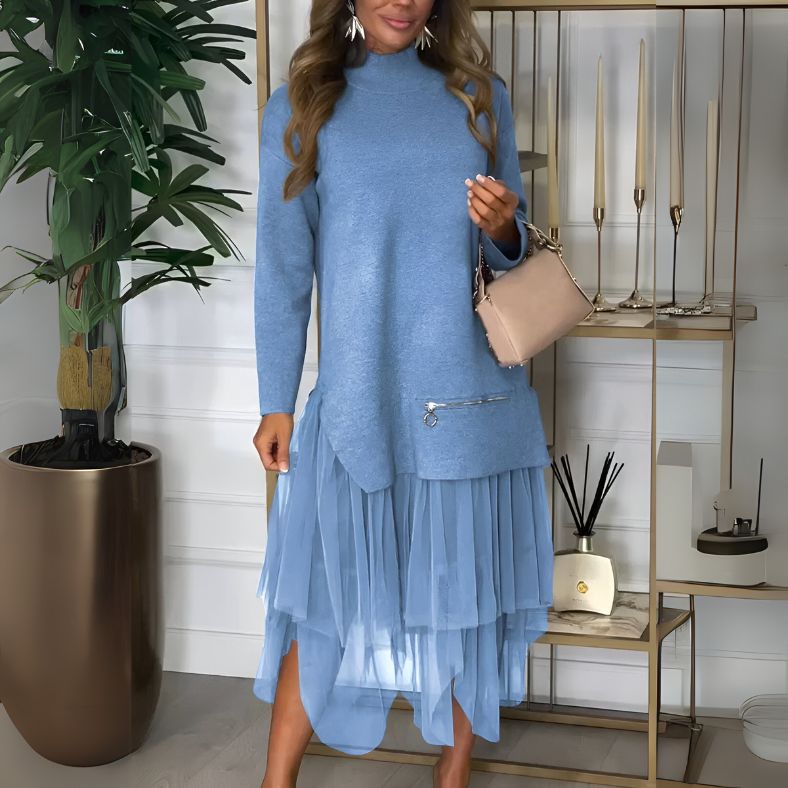 Fiona Exclusive Women's Midi Dress with Transparent Layers Boutique Collection