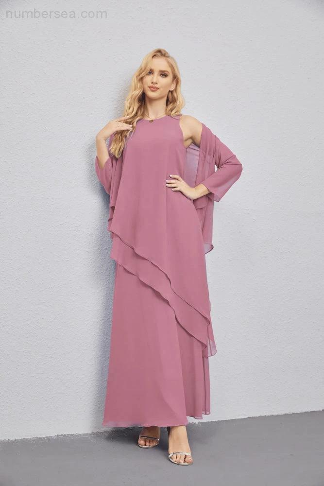 Mother of Bride Dresses with Open Front Lightweight Cardigan Formal Prom Gown  28081 (ZD16990)