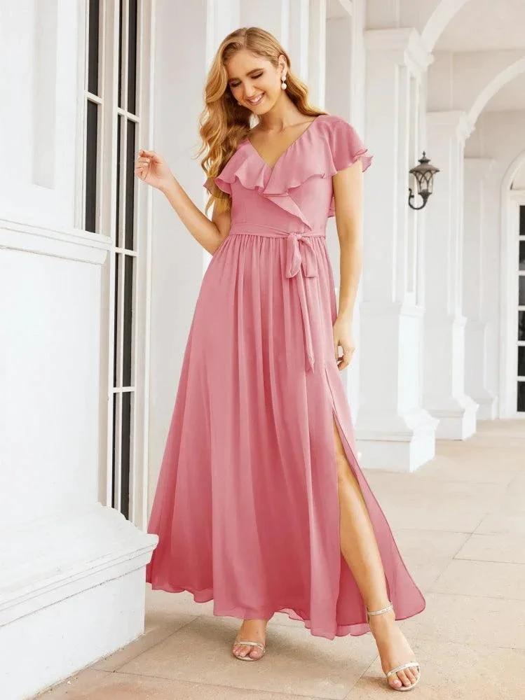Bridesmaid Dresses with Flutter Sleeves Formal Evening Party Prom Gowns 28044 by numbersea