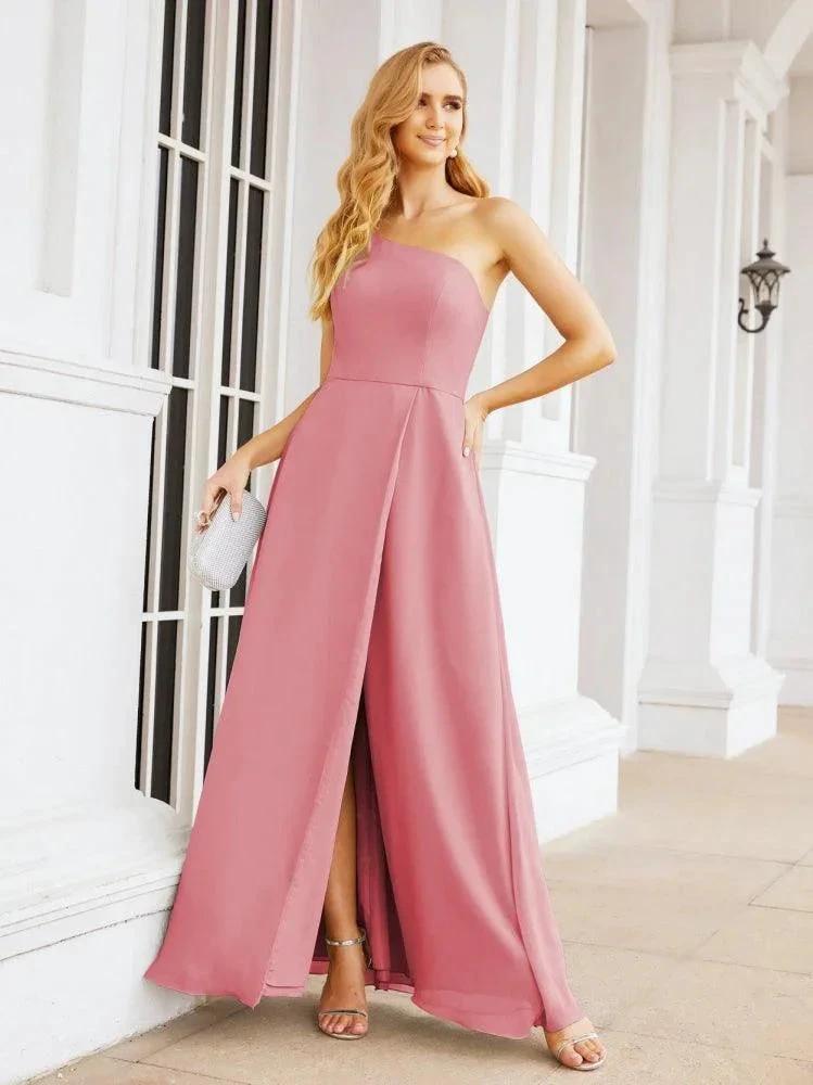 Numbersea Women's One Shoulder Formal Prom Gowns for Mother of The Bride Side Slit Bridesmaid Dresses 28052 by numbersea