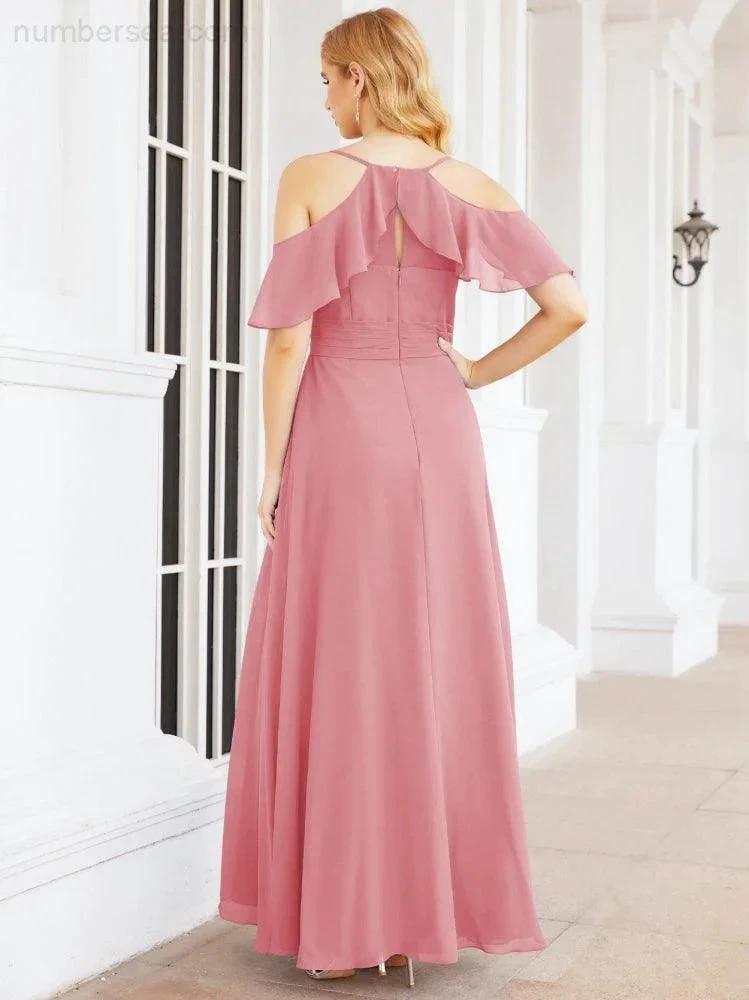 ZapDress Cold Shoulder Long Bridesmaid Dresses Side Slit Formal Prom Gowns Party Wedding 28070 (ZD16993)