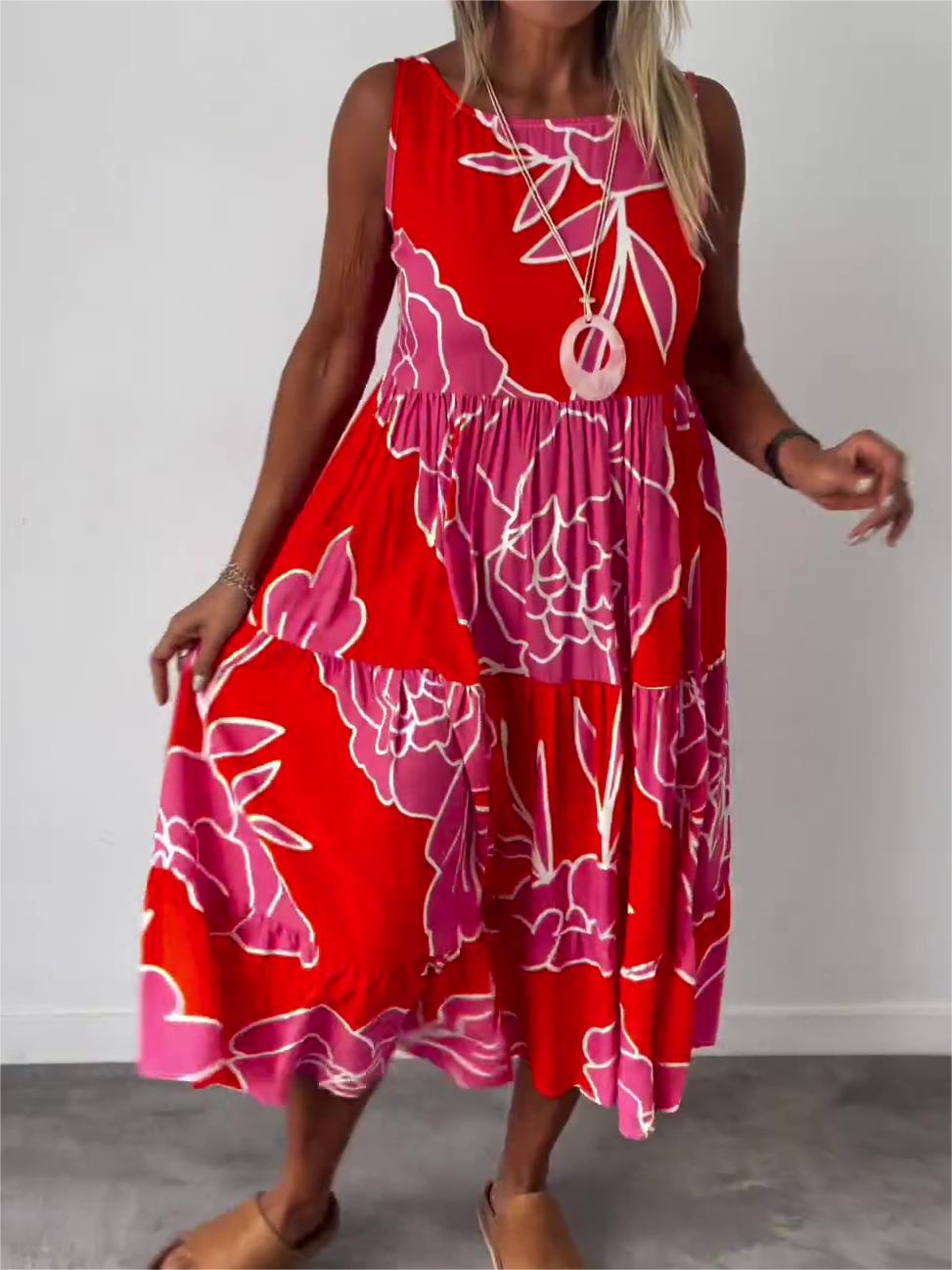 Luna Aesthetic Stylish Floral Print Dress Chic Silhouette Collection