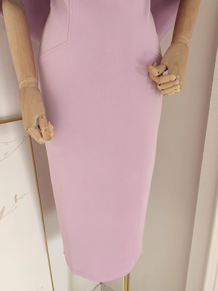 Sexy A line Off The Shoulder Lilac Vacation Dress Satin Women Dresses - View 4 | VelvetHem