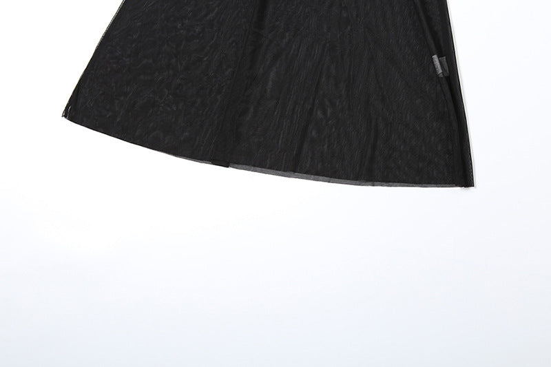 Velvet Crush Sheer Dress Black