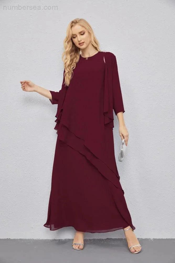 Mother of Bride Dresses with Open Front Lightweight Cardigan Formal Prom Gown  28081 (ZD16990)