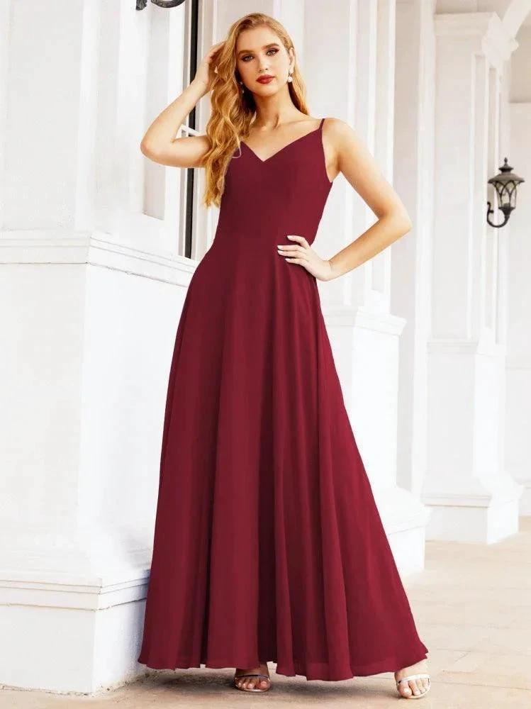 Numbersea Spaghetti Strap Bridesmaid Dresses V Neck Butterfly Back Fromal Evening Party Prom Gown 28036 by numbersea