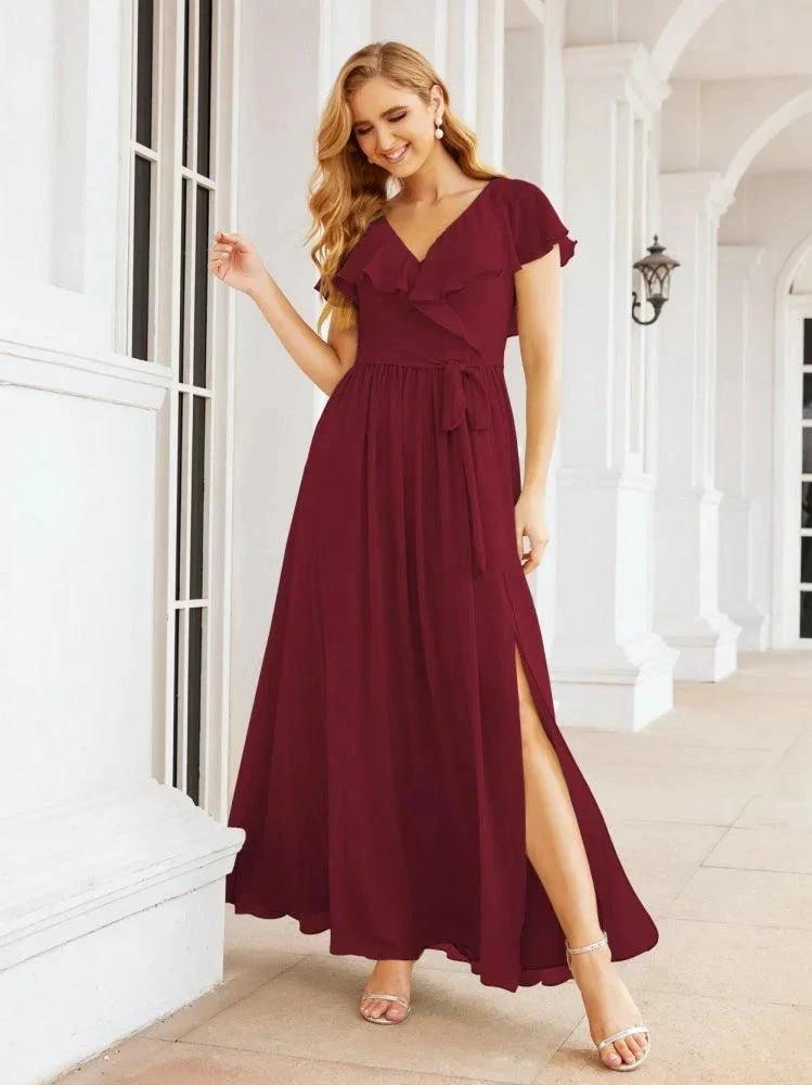 Bridesmaid Dresses with Flutter Sleeves Formal Evening Party Prom Gowns 28044 by numbersea