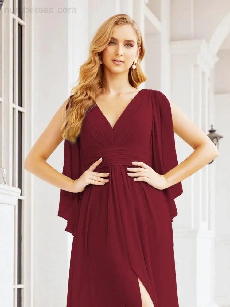 ZapDress Bridesmaid Dresses with Split for Wedding Party Flutter Sleeves 28045 (ZD16996)