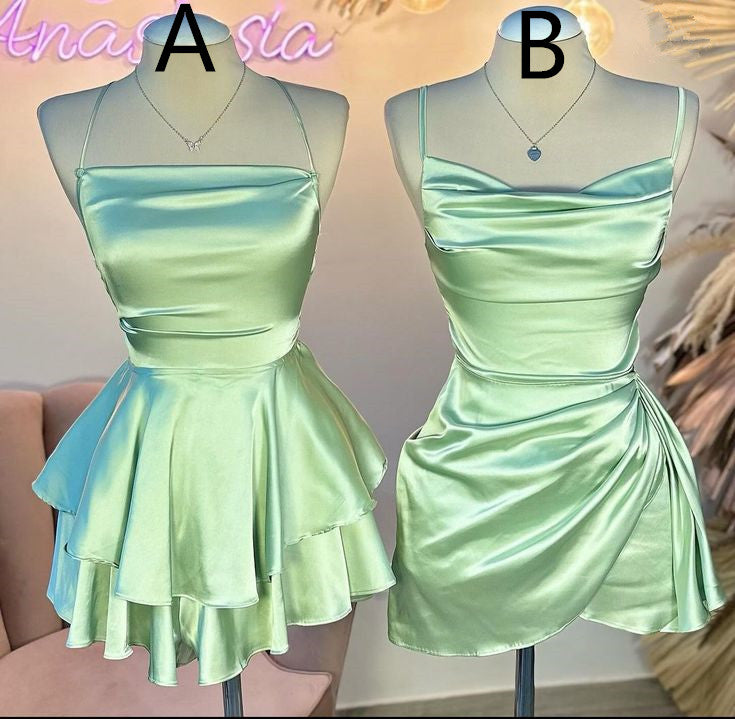 Sage Green Short Homecoming Dress Birthday Party Gown fg6903 - VelvetHem