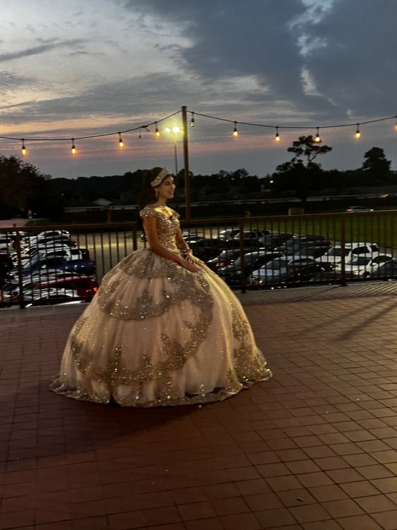 Sparkly Champagne Ball Gown Quinceanera Dress Sweetheart Birthday Party Off The Shoulder Sweet 16 Dress fg6900 - View 3 | VelvetHem