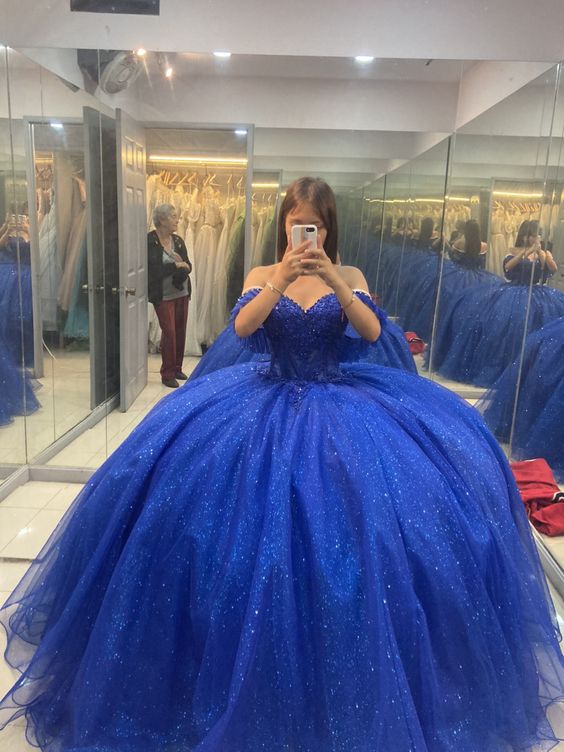 Royal Blue Sparkly Princess Ball Gown Quinceanera Dresses fg6843 - VelvetHem