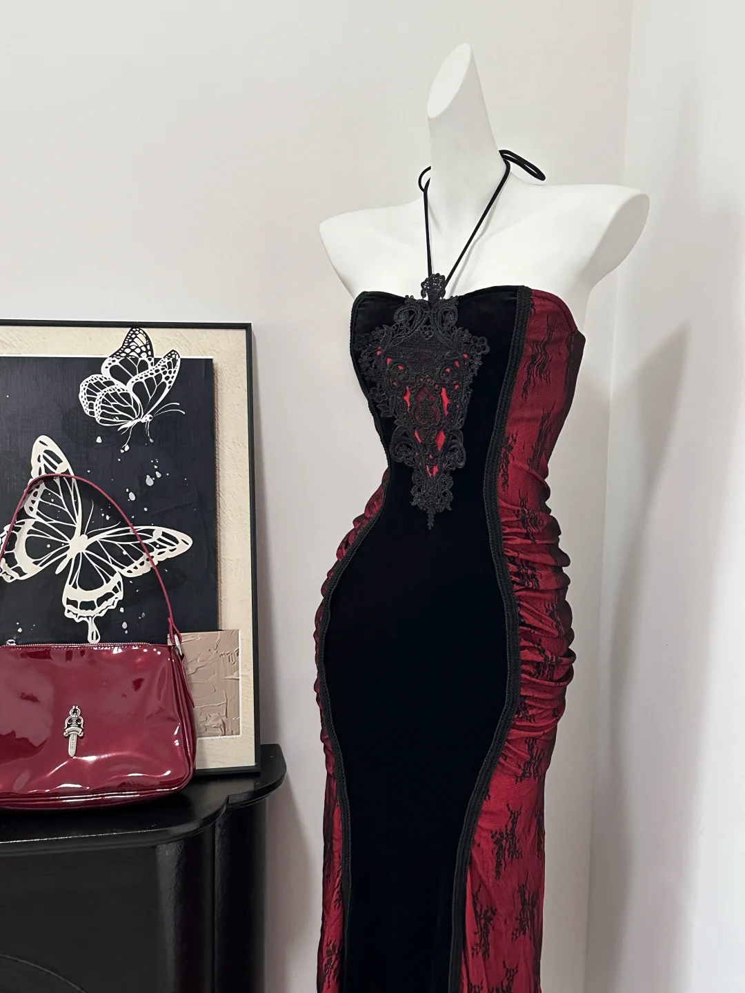 Vintage Halter Sheath Long Birthday Party Dress Evening Dress