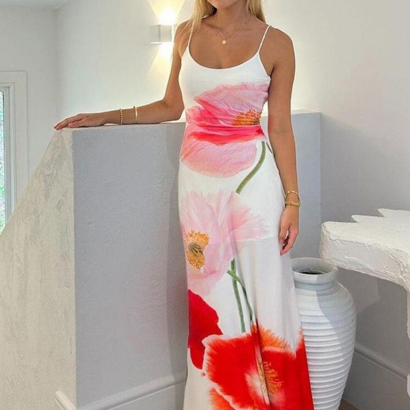 Virginia Chic Floral Spaghetti Strap Maxi Dress Boutique Collection