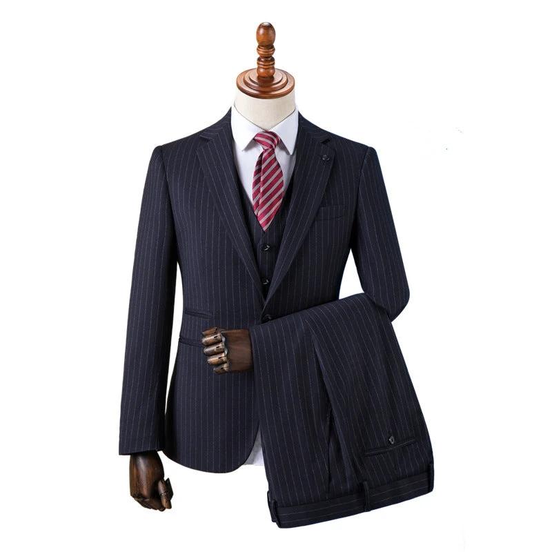 Striped suit men's suit business formal groomsman's suit wedding suit groom's suit jacket men's short drama suit by 男装