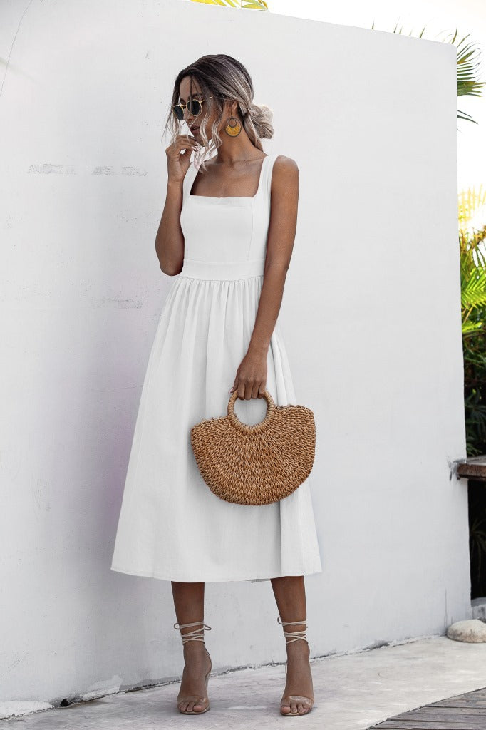 Teagan Cotton Tiered Babydoll Dress Off White