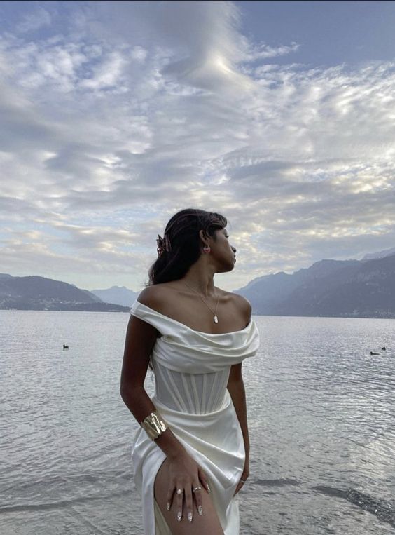 Off The Shoulder White Prom Dress Elegant Long Prom Dress