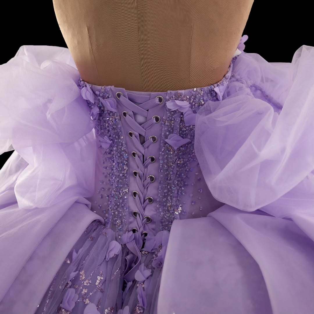 Gorgeous A Line Off the Shoulder Purple Quinceanera Dress with Appliques - View 6 | VelvetHem