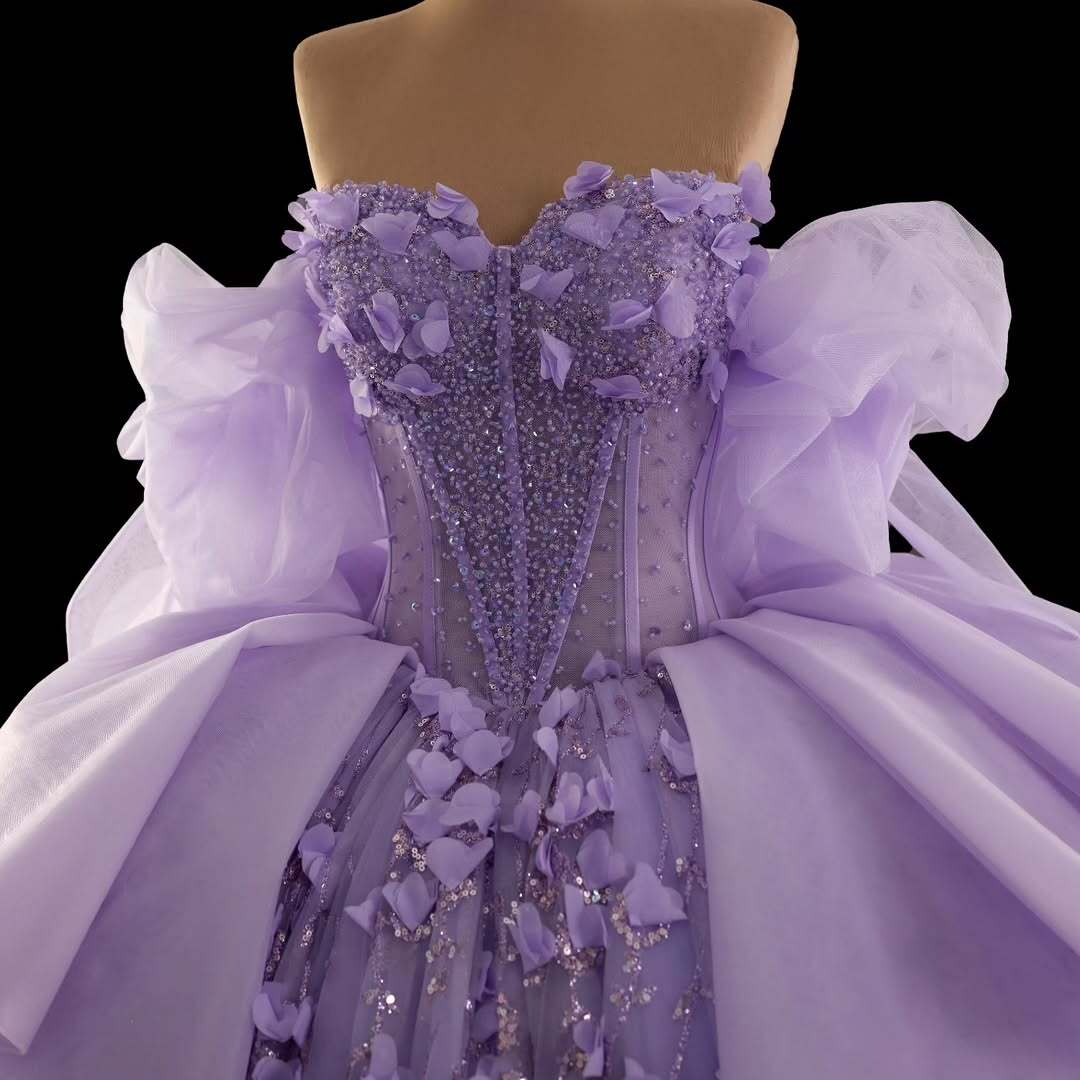 Gorgeous A Line Off the Shoulder Purple Quinceanera Dress with Appliques - View 3 | VelvetHem