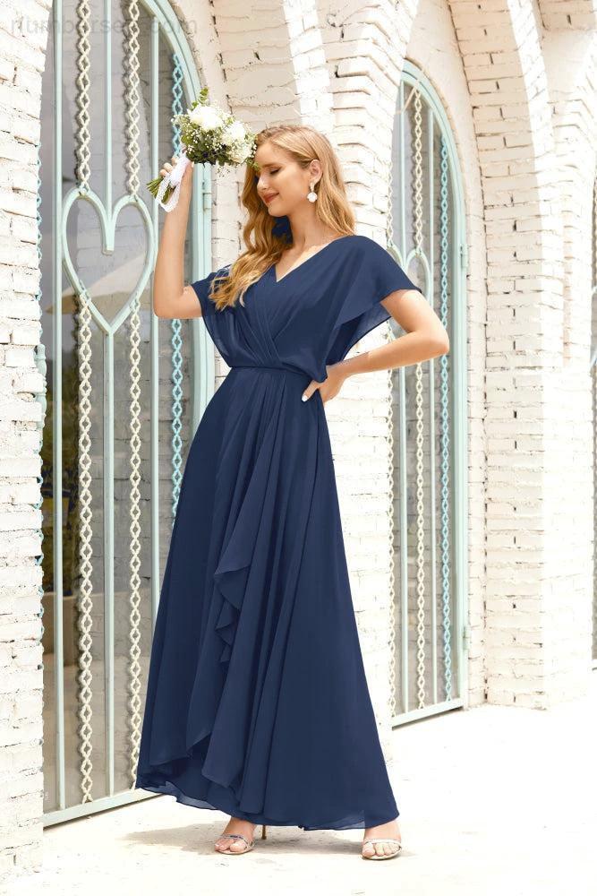Zapdress Mother of The Bride Dresses Plus Size V-Neck Floor Length Formal Prom Dress for Wedding Guest 28020 (ZD17058)