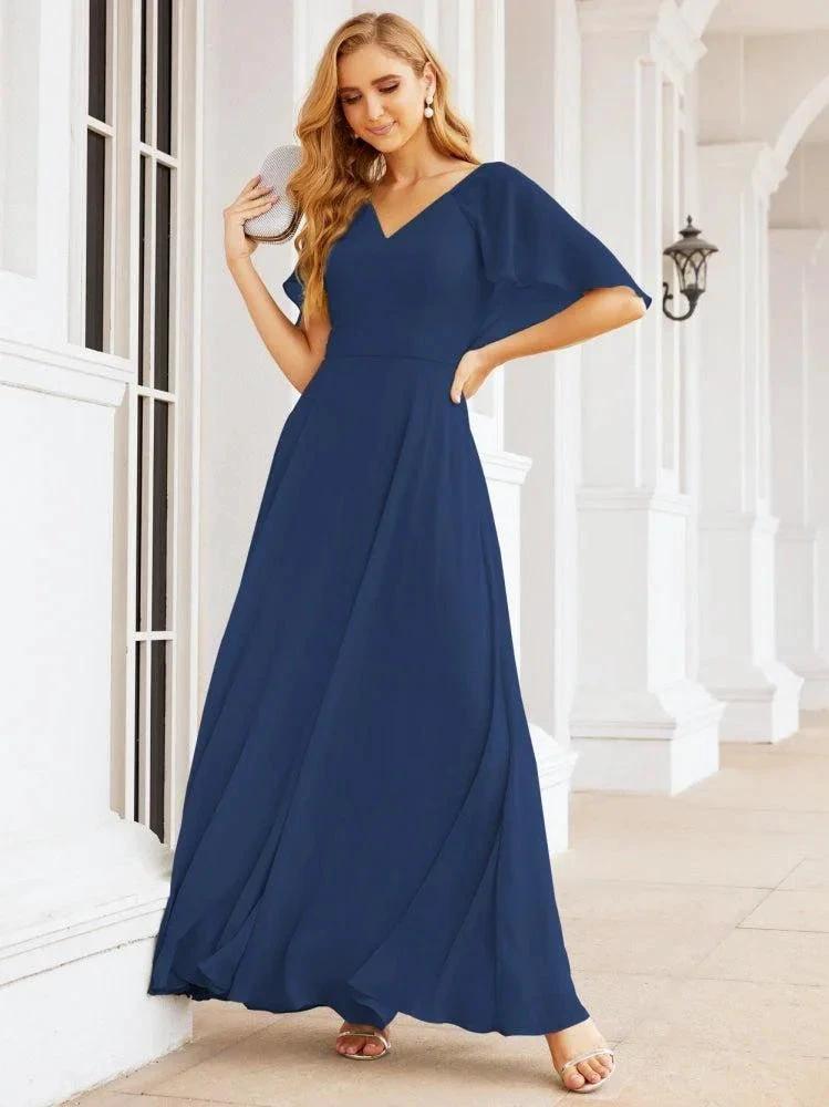 Numbersea Bridesmaid Dresses for Wedding Formal Evening Party Prom Gown with Cape 28050 by numbersea