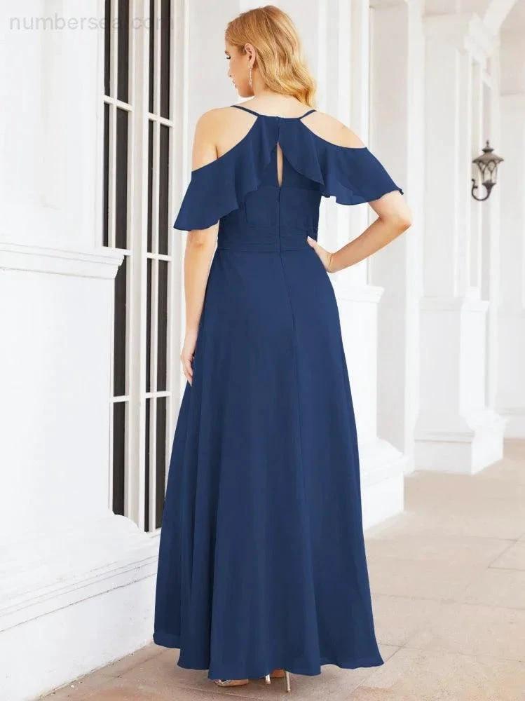 ZapDress Cold Shoulder Long Bridesmaid Dresses Side Slit Formal Prom Gowns Party Wedding 28070 (ZD16993)