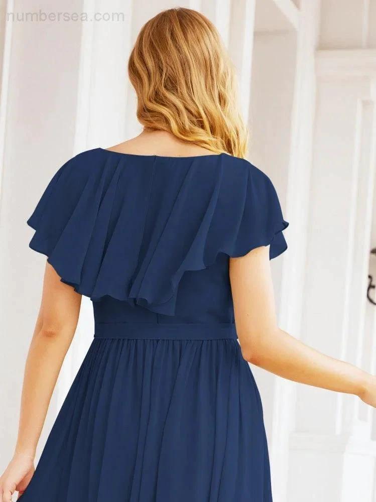 Bridesmaid Dresses with Flutter Sleeves Formal Evening Party Prom Gowns 28044 (ZD17033)