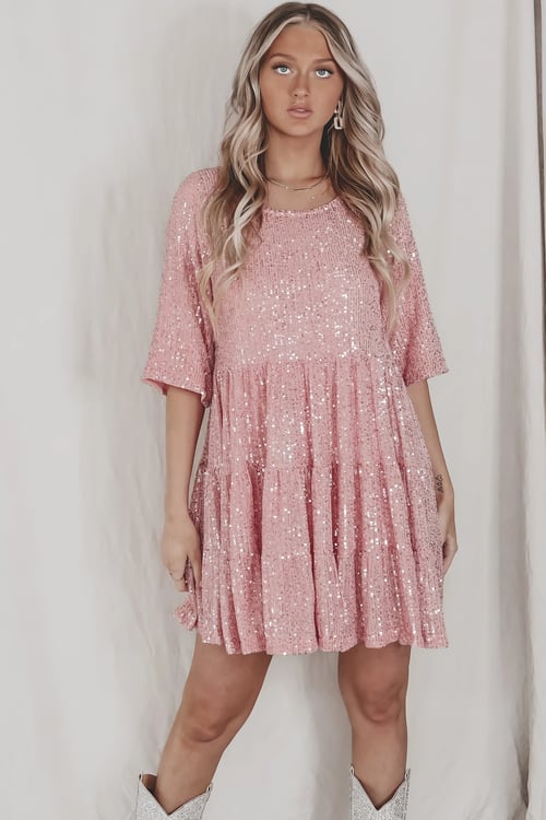 Valentina Chic Loose Sequin Dress Silhouette Collection