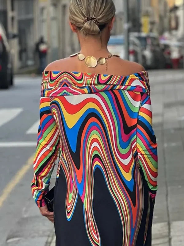 Katia Minimalist Dress with Color Print Designer Edit