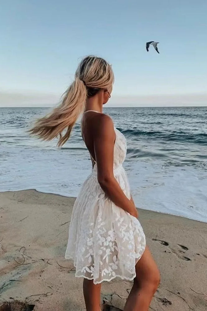 Lace Mesh Backless Tailored Dress for Layered Outfit Styling