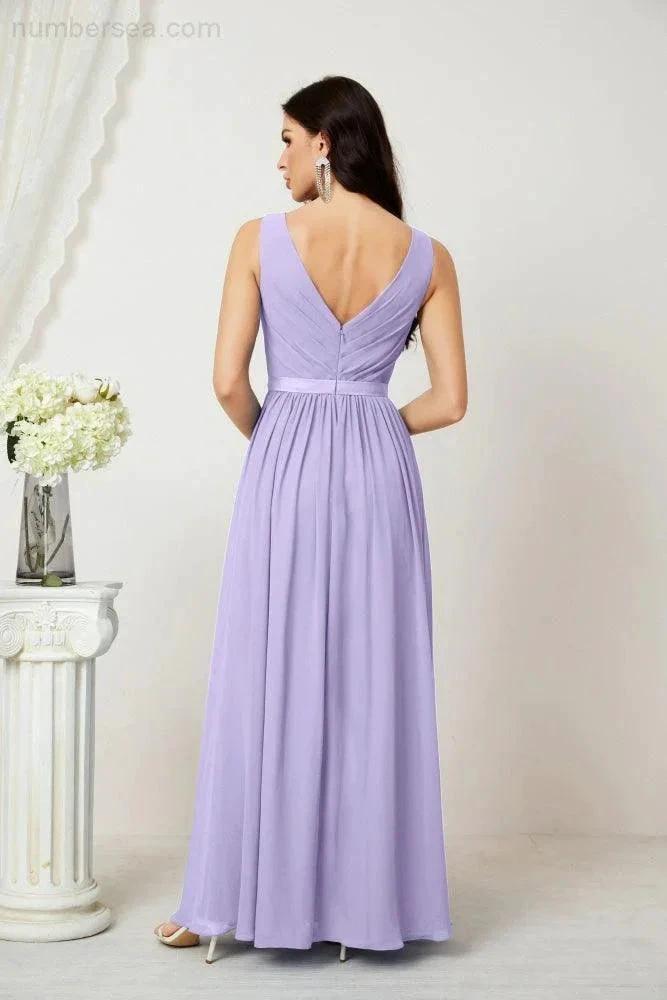 Women's Chiffon Long Bridesmaid Dresses A line Sleeveless Formal Prom Gown for Evening Party Homecoming Dresses 2808 (ZD16947)