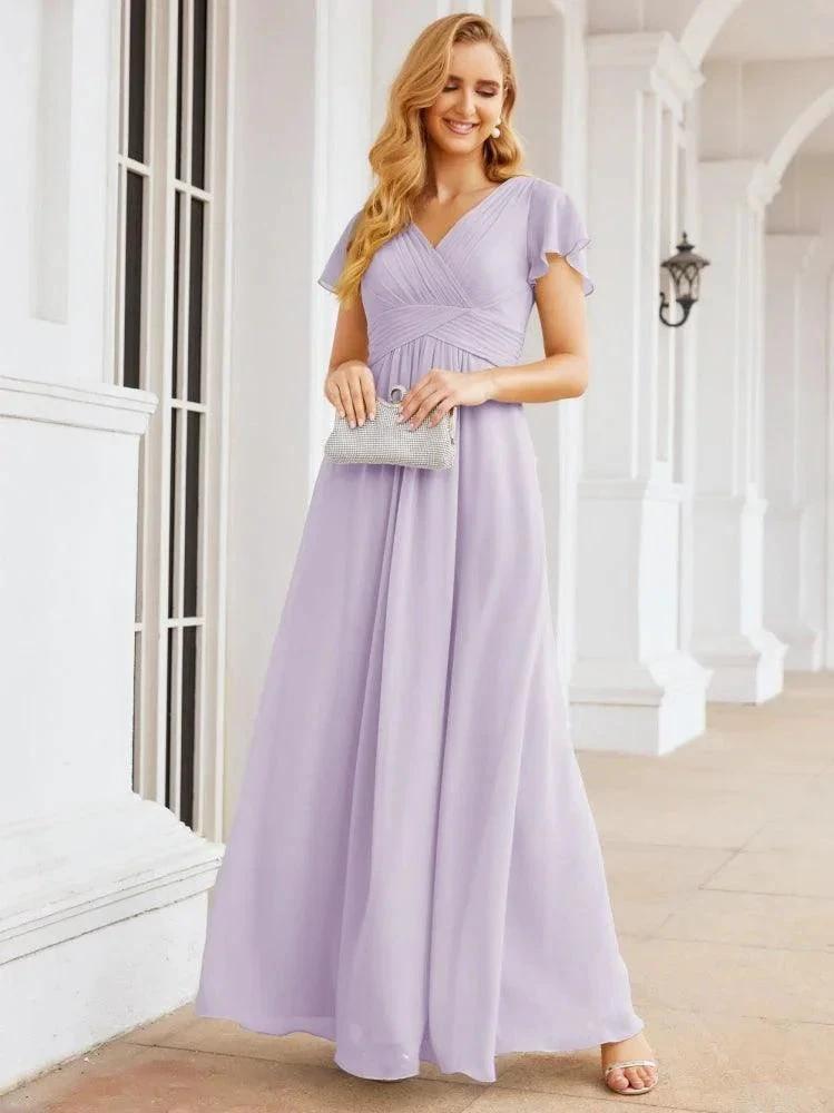 Numbersea Formal Prom Gowns for Mother of The Bride Cap Sleeves Bridesmaid Dress 28047 by numbersea