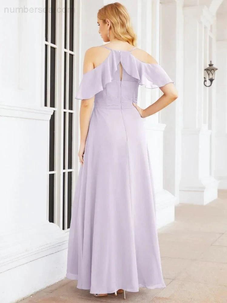 ZapDress Cold Shoulder Long Bridesmaid Dresses Side Slit Formal Prom Gowns Party Wedding 28070 (ZD16993)