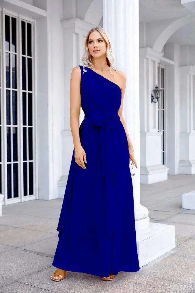 Ladies Chiffon One Shoulder Bridesmaid Evening Dress Wedding Party Evening Dress 28133 by numbersea