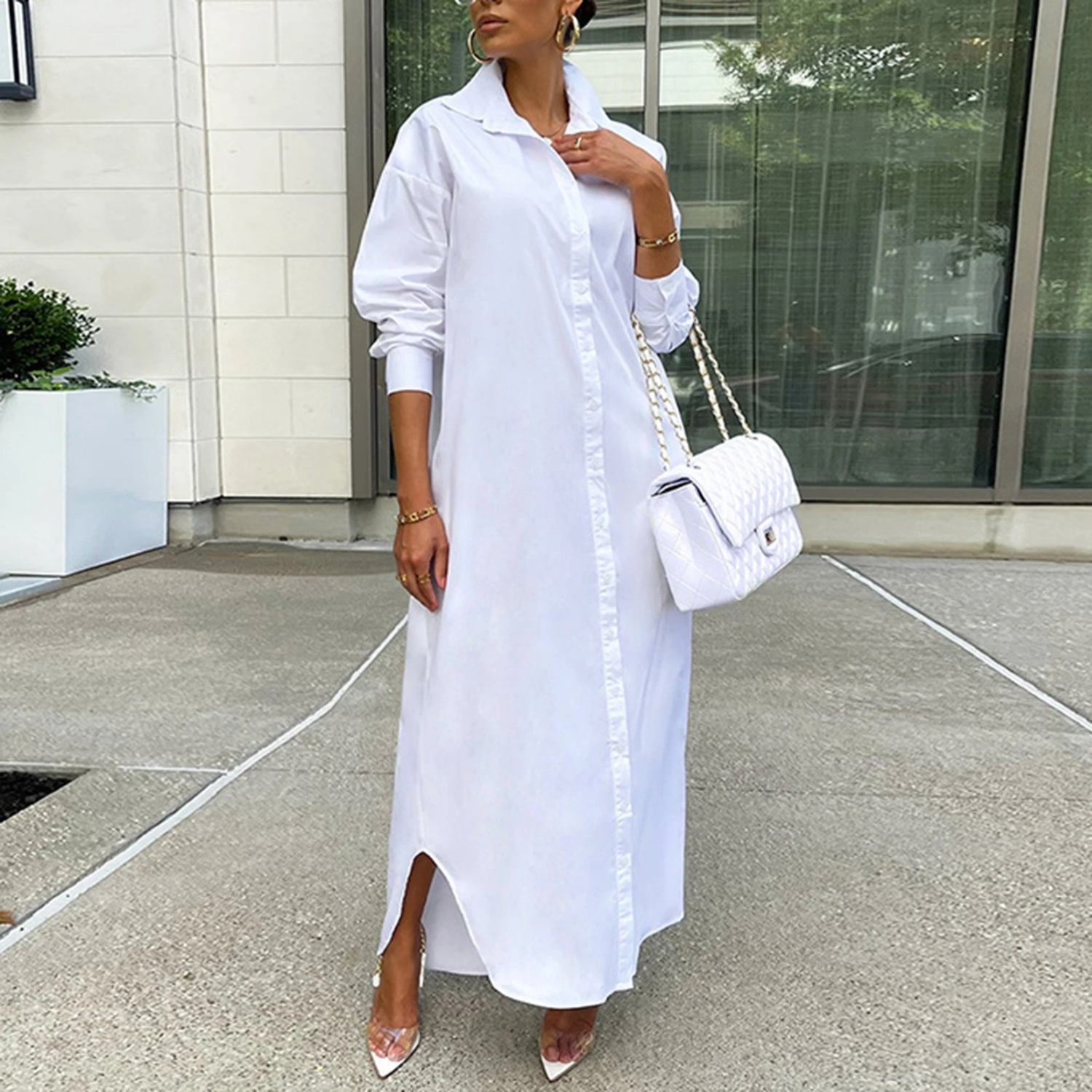 Eleanor Statement Long Sleeved Button Down Maxi Dress Boutique Collection
