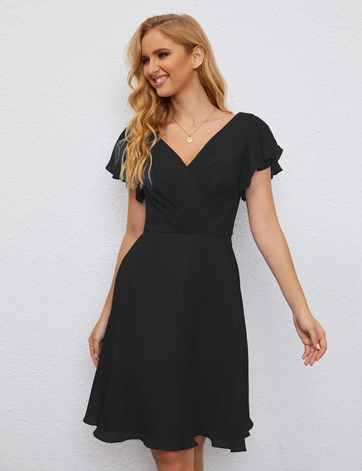 ZapDress U Back Homecoming Dress Formal Prom Dress Knee Length Short Sleeves Cocktail Party Dress 28077 (ZD16953)