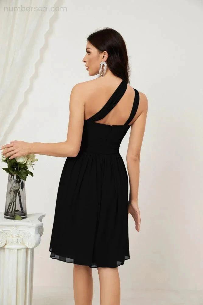 ZapDress Women Chiffon Short One Shoulder Bridesmaid Dress Formal Dresses for Party Homecoming  2804 (ZD16948)