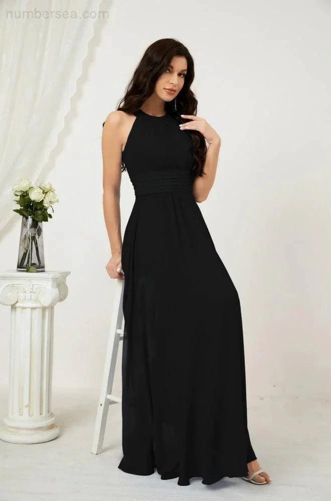ZapDress Formal Party Gown Dress Chiffon Halter Long Sleeveless Bridesmaid Dresses 2802 (ZD16960)