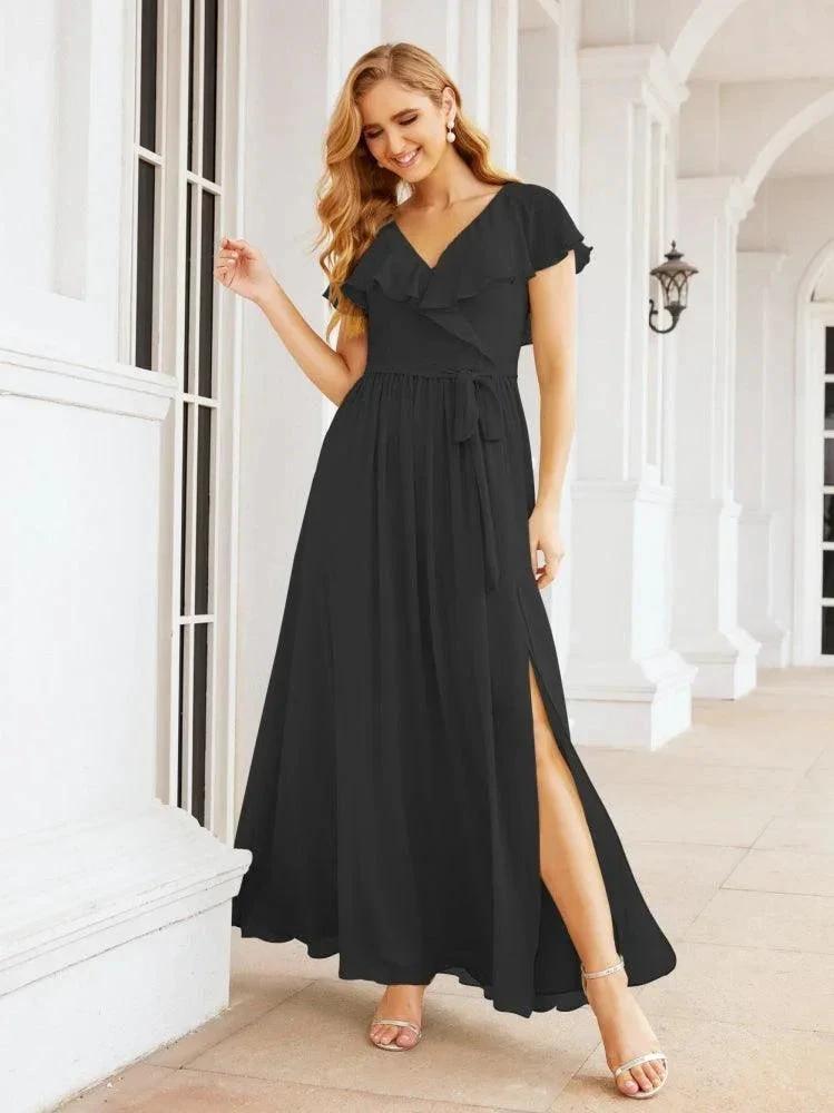 Bridesmaid Dresses with Flutter Sleeves Formal Evening Party Prom Gowns 28044 by numbersea