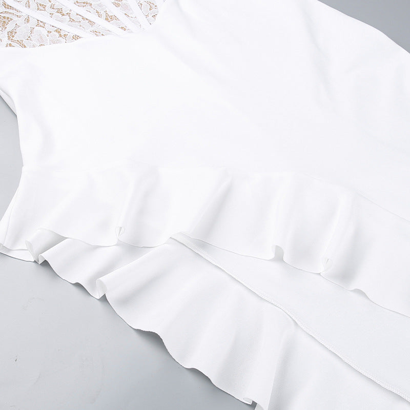 Fringila Asymmetric Dress White