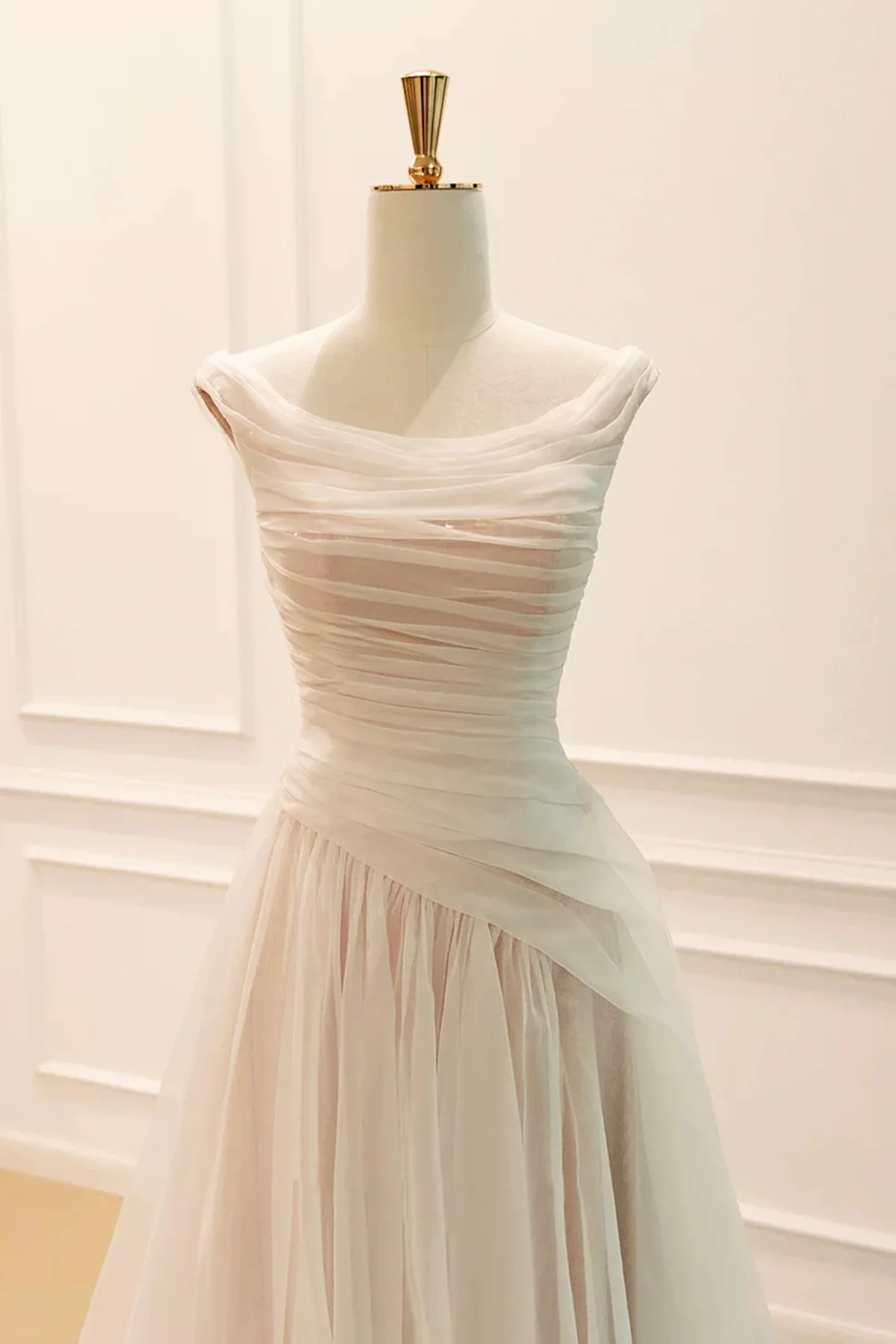 Light Champagne A-line Chiffon Prom Dress Party Dress, Simple Chiffon Wedding Party Dress - View 2 | VelvetHem