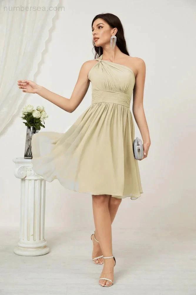ZapDress Women Chiffon Short One Shoulder Bridesmaid Dress Formal Dresses for Party Homecoming  2804 (ZD16948)
