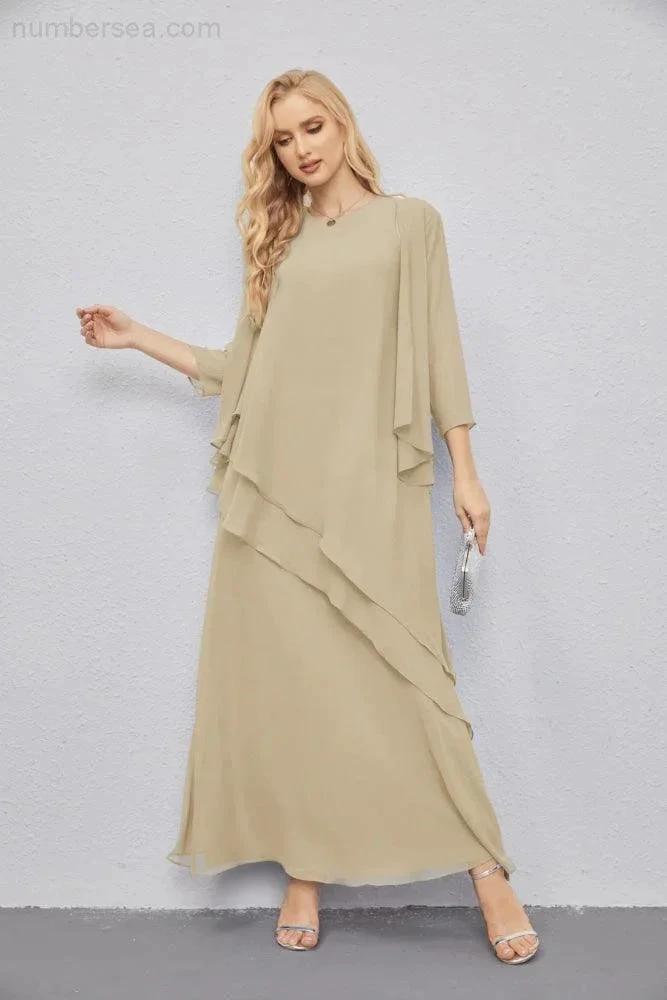 Mother of Bride Dresses with Open Front Lightweight Cardigan Formal Prom Gown  28081 (ZD16990)