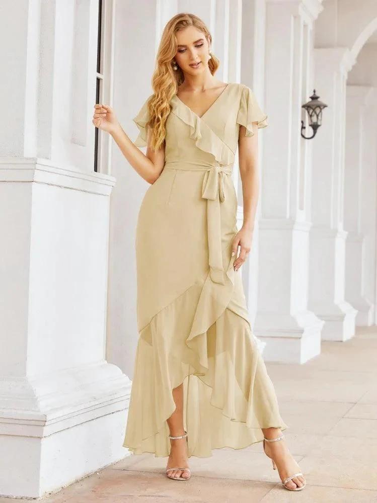 Numbersea Ruffled Bridesmaid Dresses Mermaid Formal Violin Evening Party Prom Gowns 28042 by numbersea